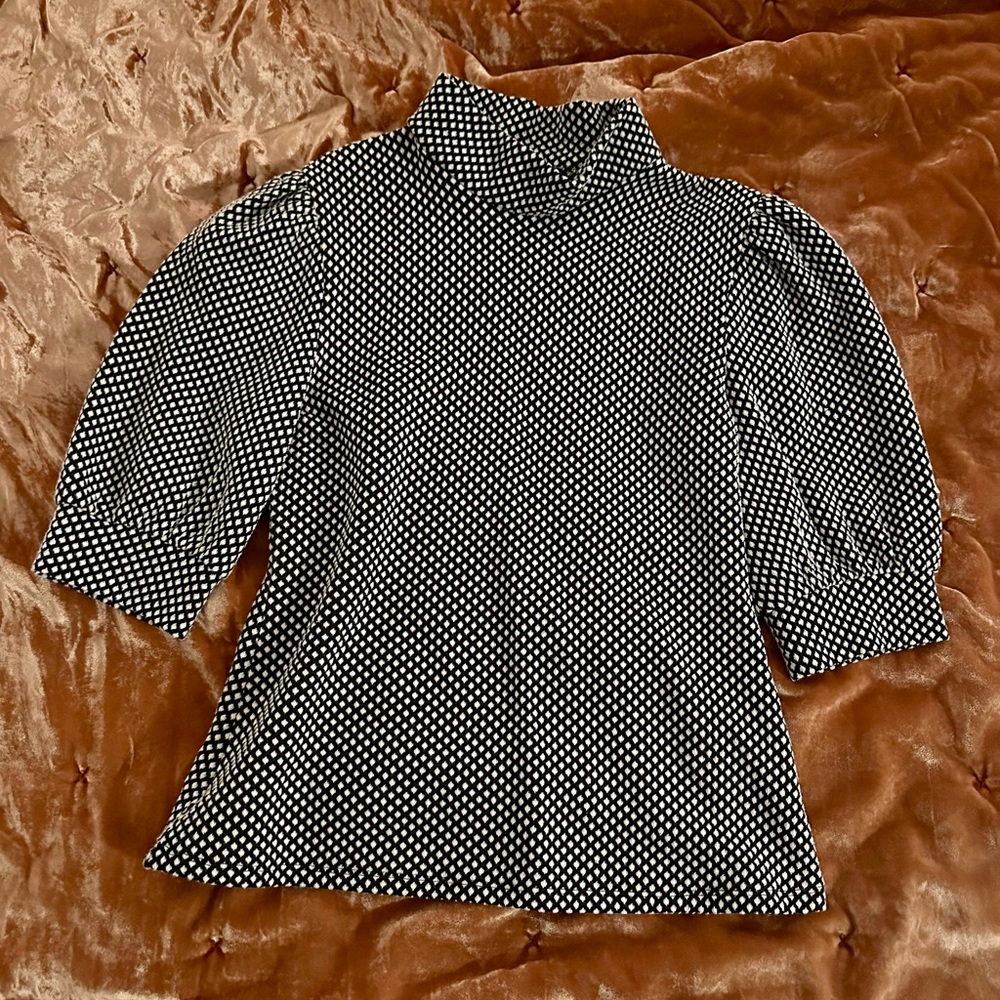 Express Black Puff Sleeve Blouse with Mock Neck- Size S/P